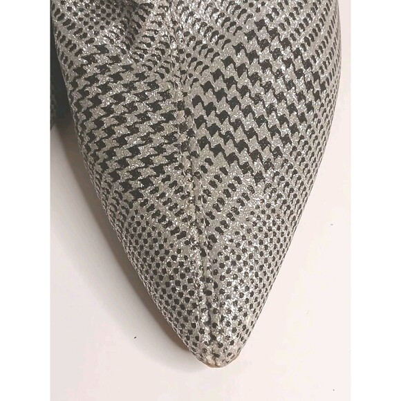 Gianni Bini Sz 6.5 Black White Metallic Houndstooth Tall Boots Mirror Heels EUC - Picture 6 of 16